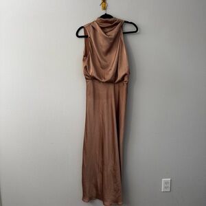 Chic Tan Sleeveless Midi Dress